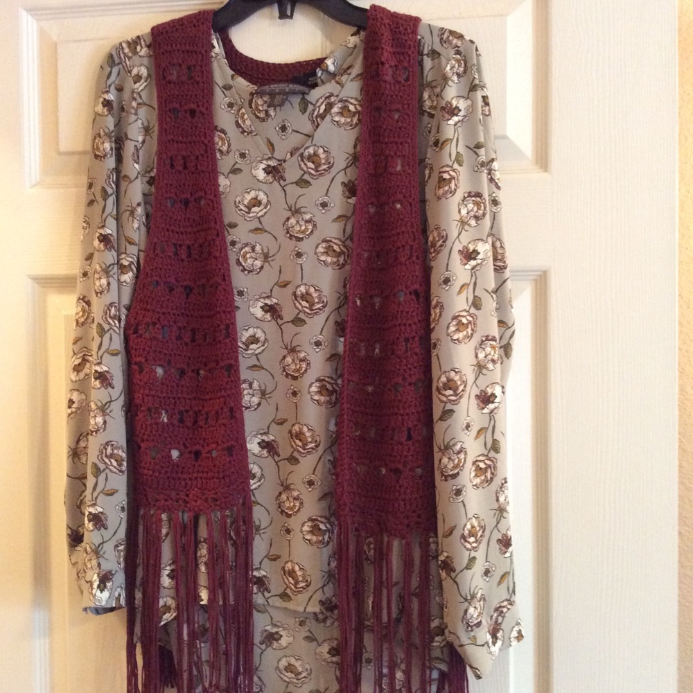 Maroon Crochet Vest